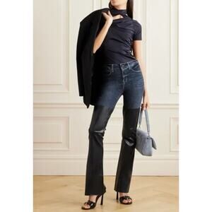 L’Agence 29 Ruth High Rise Straight Jeans in Magnolia Black Coated 2 Tone